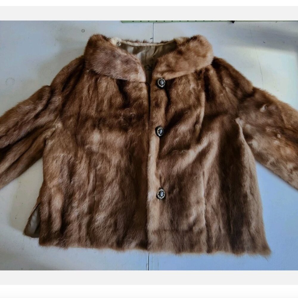 Beautiful Authentic Fur Coat Jacket Bohemian Vintage Boho Chic brown antique